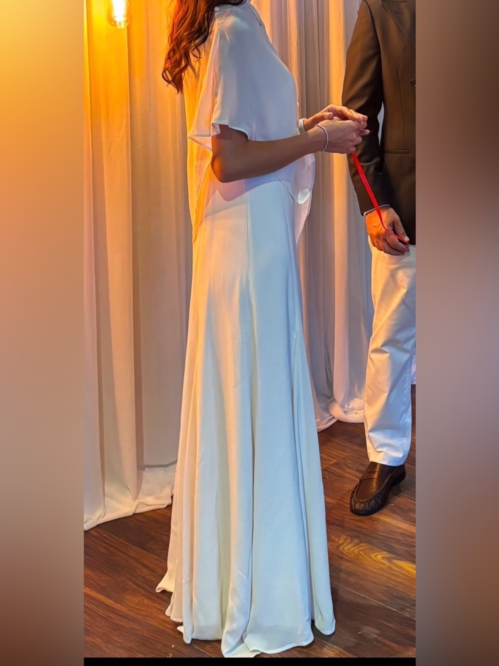 Reformation Cream Draped Maxi Gown with Cape - Picture 6 of 6